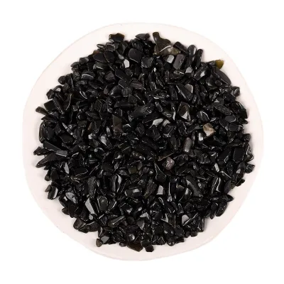 Bulk Wholesale Loose Crystal Stone Gravels Natural Black Obsidian Crystal Chips for Decoration