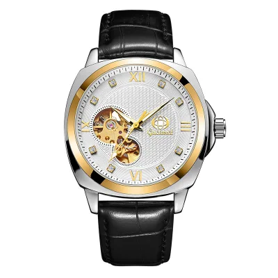 High Quality GUCAMEL G020 Mechanical Watch Sturdy Leather Band Waterproof Watch for Men with Luminous Hands Male Wristwatch