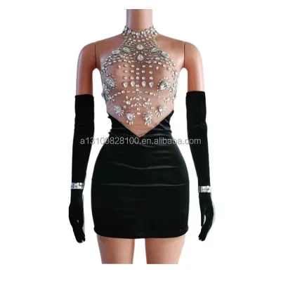 Rhinestone Dress Shoulder Chain Show Flashing Diamond Wearing Diamond Chest Chain Hanging Neck Sling Drill Vest Bar DS Costume