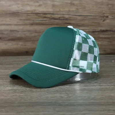 Wholesale Custom Blackish Green Breathable Mesh Trucker Hats Cap Outdoor Men's Hats Suitable for Sports Hiking and Traveling