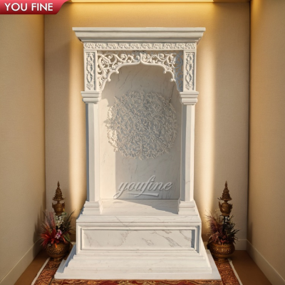 Luxurious Hand Carved White Natural Mandir Marble Temple for Home