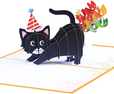 Funny Cat Pop up Birthday Card  Handmade Gifts for Cat Mom Birthday Card for Adult and Kids Greeting Card