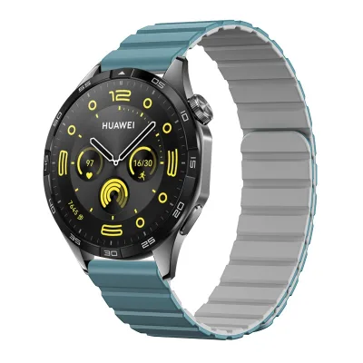 Two Tone Magnetic Link Bracelet Silicone Magnet Watch Band 22mm for Smartwatch