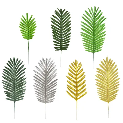 Artificial Palm Leaves Plastic Tropical Greenery Leaf Palm Tree Leaf for Wedding Birthday Party Home Birthday Party Decoration