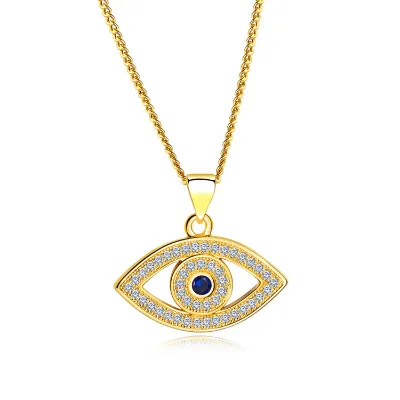 Evil Eye Necklace Pendant Store Marlary Newest Design Charm Cz Pave Copper Evil Eye Long Necklace for Women