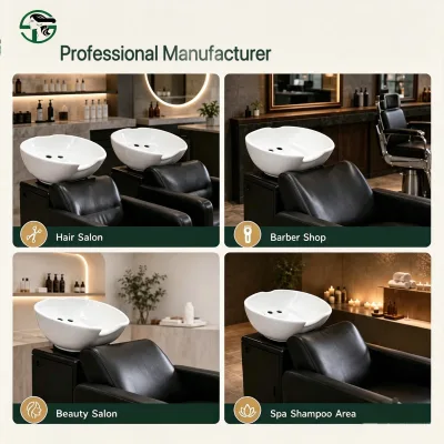 Hot Sale Light Luxury Ceramic Hair Wash Basin Modern Portable Style Professional Shampoo Bowl for Barber Shop and Hair Salon