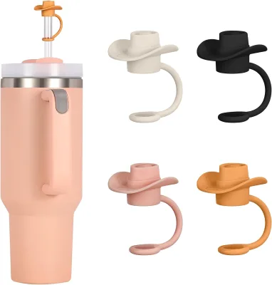 0.4inch/10mm Silicone Straw Toppers Cute Funny Cowboy Tumbler Tips Lids Accessories Gift for Men, Women & Kids