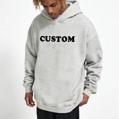 Wholesale Custom Logo Embroidered Solid Knitted Autumn Pullover Oversize Heavyweight Hoodie with Pocket