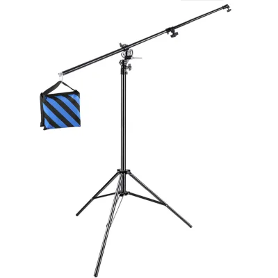 E-reise 2in1 Dual-use Convertible Light Stand with Arm for Photography Max Height 400cm
