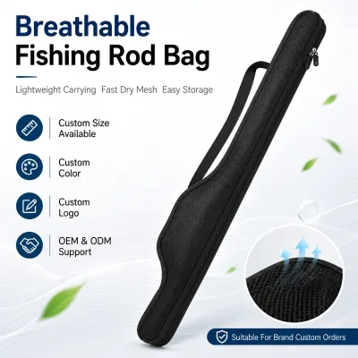 OEM Custom Classic Vintage Oxford Fishing Rod Bag Case Zipper Closure Large Capacity Foldable Waterproof Reusable Portable Bag