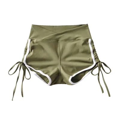New Design Wholesale Custom Tie up Scrunch Bum Staples Shorts  Ruched Tie Side Shorts