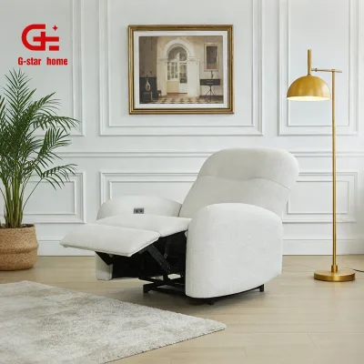 Single Manual Recliner Sofa in Bedroom High Back Comfortable Fabric Modern Push Back Adjustable Extendable Metal Home Furniture