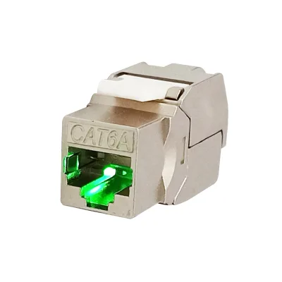 Cat.6A STP 180 Degree Tool Free Keystone Jack with build-in LED