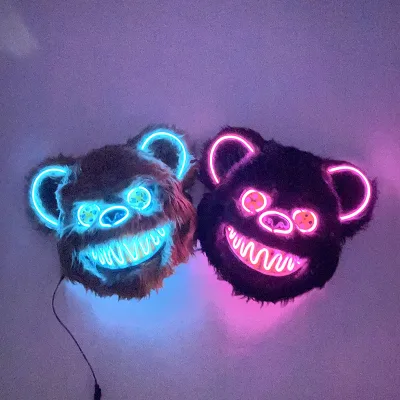 Halloween  Hot Products Manufacturer  Wholesale Horror Scary Cute Bear EL Luminous Mask