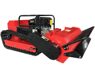 Gasoline Powered Engine Remote Control Crawler Lawn Mower Electric Start High Efficiency 2500W Intelligent Grass Cutter Farm