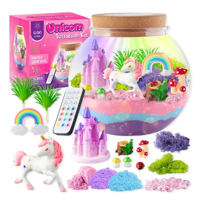 JOYSUN Plastic Light-Up Animals & Nature Theme Terrarium Kit for Kids DIY LED Night Light Educational Gift for Girls Ages 7-12