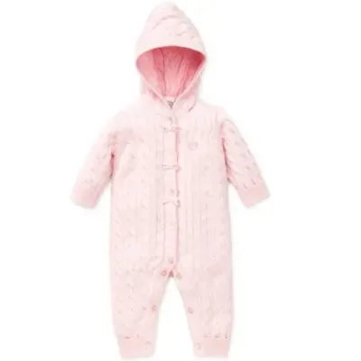 Fashion Newborn Baby Girls Wholesale Baby Pink Worsted Hoodies Sweater Romper