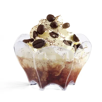 Food Grade Plastic Cake Individual Dessert Cup Disposable 70ml Flower Shape Dessert Cups for Pudding Ice Cream