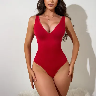 Wholesale supply seamless jumpsuit square neck shapewear tank top nylon material adult female shapewear