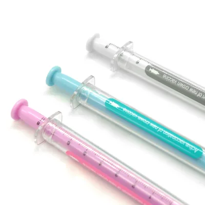 2026 New Creative Vaccine Syringe Neutral Pen with Scale Bottle, Gel Pen & Ballpoint Pen Wholesale
