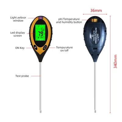 2026 Factory Hot Sale Multi-Function 4-in-1 Soil Sensor LCD Display Moisture PH Temperature Light Testing OEM/ODM/OBM Supported