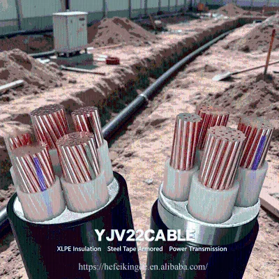 Weather Proof YJV22 Steel Tape Underground Cable Pure Copper Wire PVC Outer Cover for Outdoor Factory Infrastructure