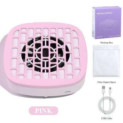 Mini Nail Dust Collector Electric Vacuum Cleaner Portable Low Noise Manicure Dust Extractor with Reusable Paper Filter