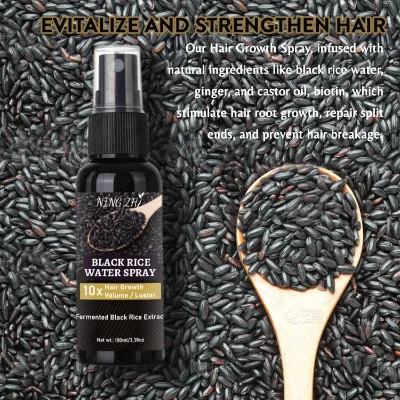 Organic Black Rice Water Serum Spray for Hair Growth Leave in with Castor Oil for All Hair Types