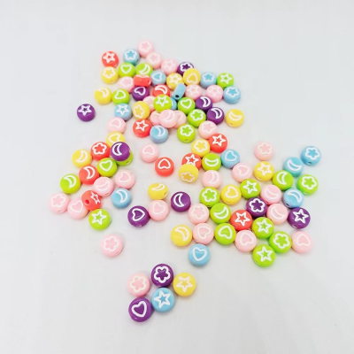 Hot Sale 4*7mm Round Heart Beads Stars Beads Colorful Beads White Letters 500 Gram Per Pack