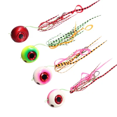 40g-200g  Deep Sea Jigging Metal Slow Jig Head with Rubber Skirts  Luminous Glow  Japan Salt Water Marlin Inchiku