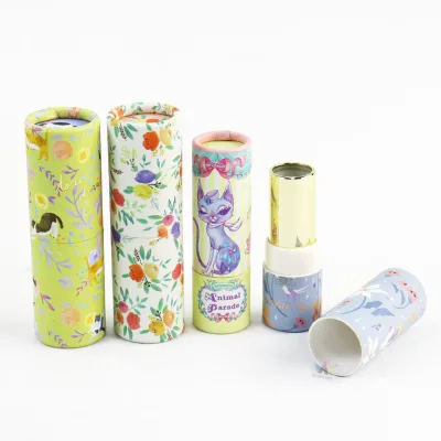 Kraft Paper Modern Luxury Disposable White Gold Tube Box Wholesale Lip Gloss Cosmetic Cylinder Gift Perfume Essential Oil