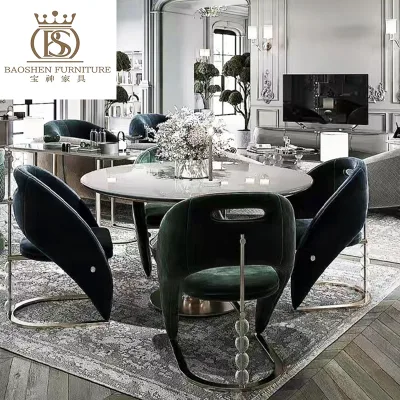 BS High End Quality Luxury Steel Dining Room Furniture Armchair Restaurant Stainless Steel Dinning Chair for Premium Villa