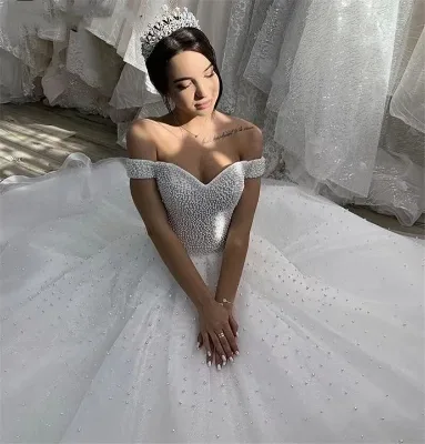 Wedding Dress Lace Off Shoulder New Small Trailing Tassel Wedding Dress