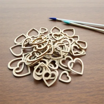 Laser Cutting Plywood Heart Wooden Hollow Heart-Shaped DIY Wood Decoration