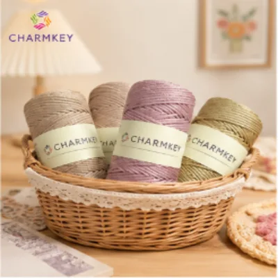 Charmkey 100% Polyester Shiny Chunky Yarn Anti-fray Hand Knitting Thread for Handmade Bag Wall Hanging DIY Craft Decoration