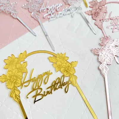 Acrylic Marking Flower Arch Cake Decoration for Happy Birthday Parties