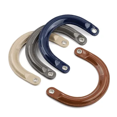 DIY Bag Accessories U Shape Handbag Accessories Bright Color PU Leather Clutch Purse Handle with Open Spring Ring Hook