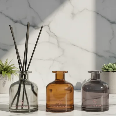 Clear Glass Aromatherapy Oil Bottle Lavender Rose Scent Frosted Glass Vessel Refillable Fragrance for Home Decor