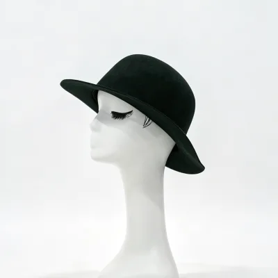 Autumn Winter British Luxury Wool Bowler Hat for Women Warm Stylish Outdoor Fashion Round Rope Boater Hat