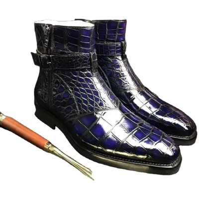 Goodyear Welt Custom Alligator Skin Shoes Men Boots Handmade Fashion Design Boots Men crocodile Leather Luxury Boots for Men