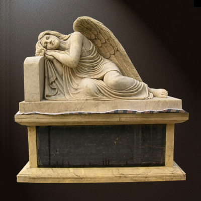 Natural Granite and Marble Carved Cemetery Lying Angle Headstone Monument