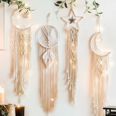 High Quality Moon, Star, Circle, Owl Dream Catcher Tapestry Wall Hanging Woven Macrame Dream Catcher