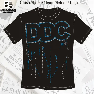 Big Discount Spangle Heat Transfer Rhinestone Design Custom Cheer Rhinestone Iron on Transfer for T-shirts