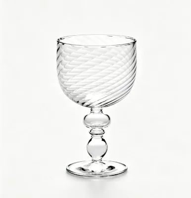 Wholesale Customized Transparent Ribbed Red Wine Glass Champagne Glass Flute with for Party
