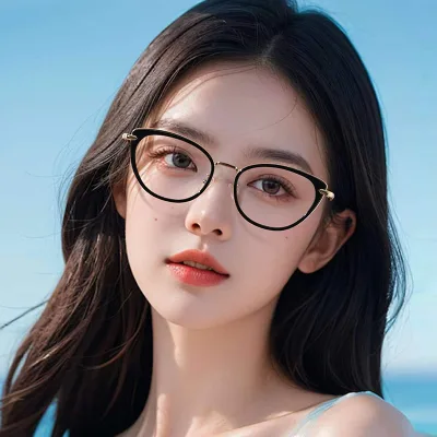 Fashionable New-Style Color-Changing Blue-Light-Blocking Full-Rim Glasses for Women & Men; Trendy Oval Frames with PC Lenses