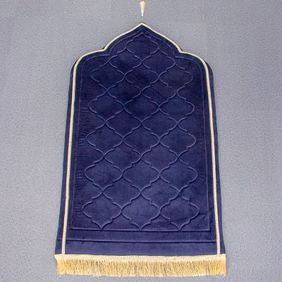 Prayer Rug Muslim Turkish Islamic Velvet Prayer Rug Luxury Plush Blush Blue