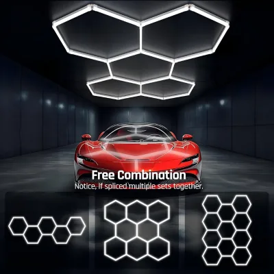 JJX Factory Direct SalHexagon Led Garage Lights Honeycomb LED Light for Commercial Auto Show Floor Hexagonal Led Light 5 Grid