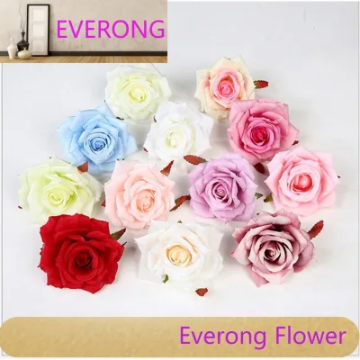 High Quality 10cm Fabric Artificial Red Silk Big Rose Flower Heads for Wedding Event Decoratiom