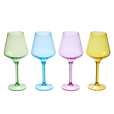 Wine Glasses Plastic-Stemmed Unbreakable Cup for Outdoor Poolside with Big Capacity-17oz