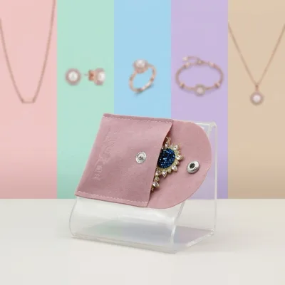 Wholesale Custom Logo Double-sided Velvet Flap Bag Lipstick Makeup Mirror Bracelets Earrings Jewelry Envelope Bag